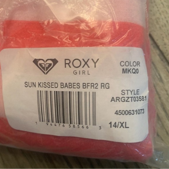 NWT ROXY GIRL'S SUN KISSED BABES SHIRT PINK STRIPE XL (14) - Picture 4 of 4